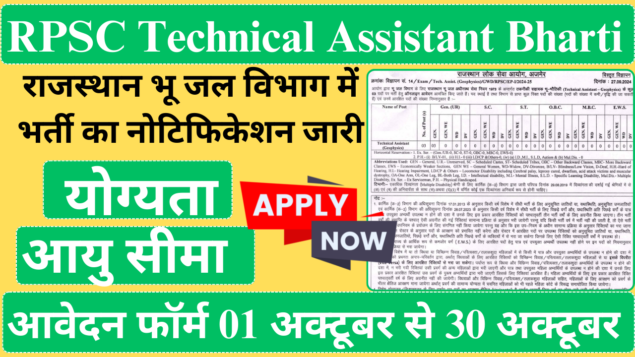 RPSC Technical Assistant Bharti